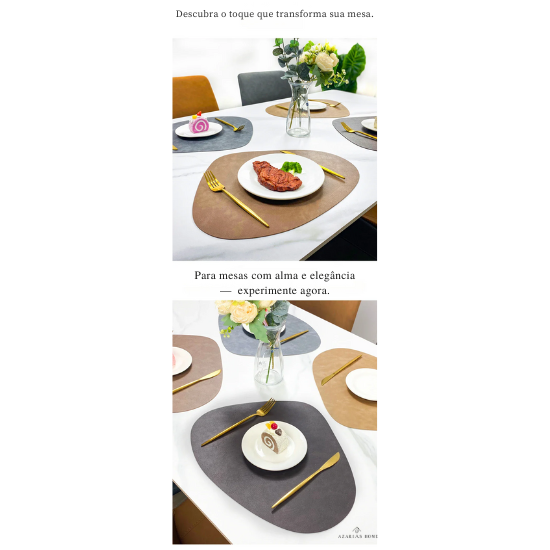 Tapete de mesa de almofada de isolamento de PU antiderrapante de dupla face, estilo nórdico imitação de couro de vaca padrão em forma de gota de água placemat