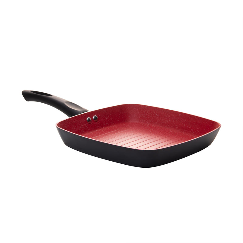 Bistequeira de Indução em Alumínio com Revestimento Cerâmico Granito Chef Vermelha 24cm - Lyor - Grupo Rojemac