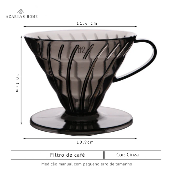 Coador de Café em Resina Preta – Estilo V60, Resistente ao Calor para 1 a 4 Xícaras