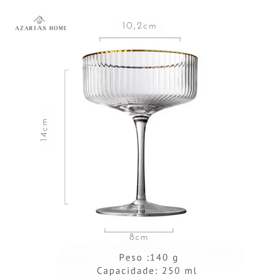 Taça Coupe de Vidro com Acabamento Canelado – Para Coquetéis, Sobremesas e Drinks Elegantes
