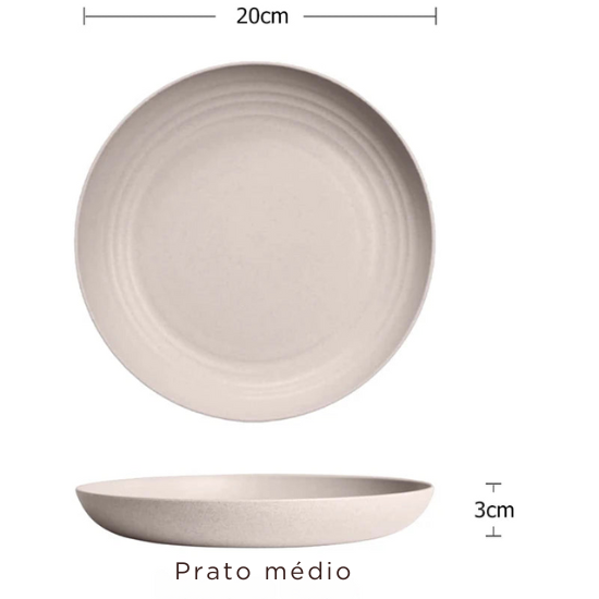Prato Redondo Reutilizável com Fibra Vegetal – Leve, Resistente e Sustentável (Cores Pastel)