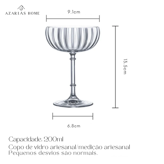 Taça Coupe em Vidro Estriado – Design Clássico para Coquetéis e Champagne