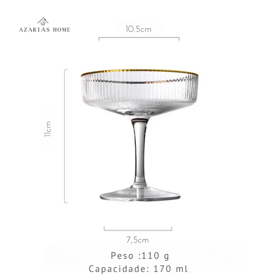 Taça Coupe de Vidro com Acabamento Canelado – Para Coquetéis, Sobremesas e Drinks Elegantes