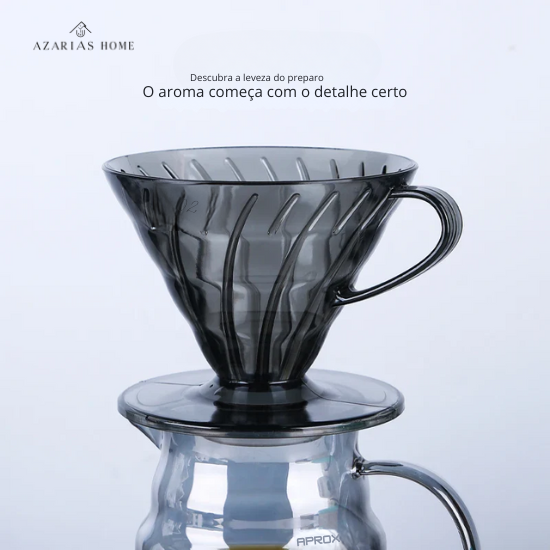 Coador de Café em Resina Preta – Estilo V60, Resistente ao Calor para 1 a 4 Xícaras