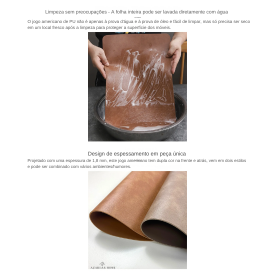 Tapete de mesa de almofada de isolamento de PU antiderrapante de dupla face, estilo nórdico imitação de couro de vaca padrão em forma de gota de água placemat