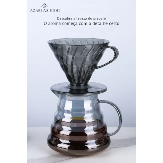 Coador de Café em Resina Preta – Estilo V60, Resistente ao Calor para 1 a 4 Xícaras