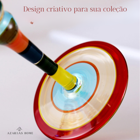 Taça Margarita Pintada à Mão – Cristal Colorido para Coquetéis Criativos e Decoração Festiva
