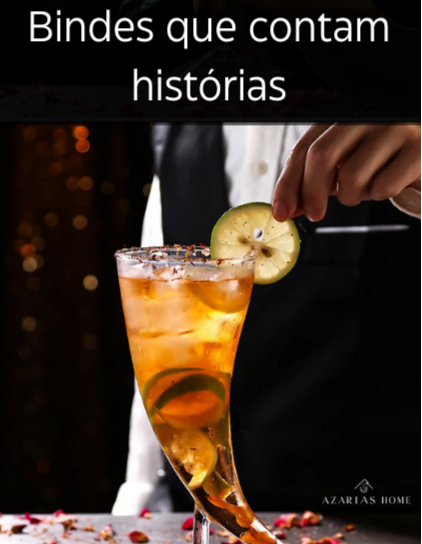 Taça de Vidro Escultural em Formato de Chifre – 410ml para Drinks Criativos e Apresentações Impactantes