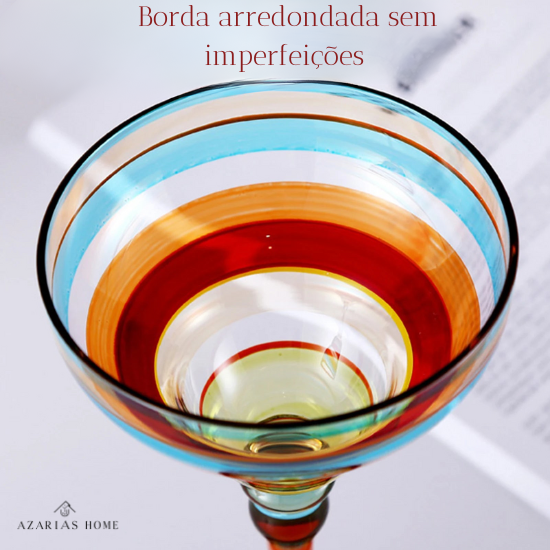 Taça Margarita Pintada à Mão – Cristal Colorido para Coquetéis Criativos e Decoração Festiva