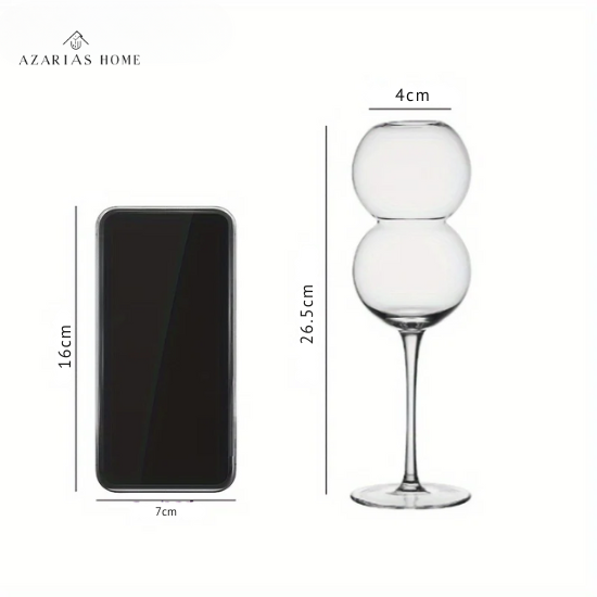 Taça Escultural em Vidro Criativo – Design 3D com Camadas Esféricas para Coquetéis e Espumantes