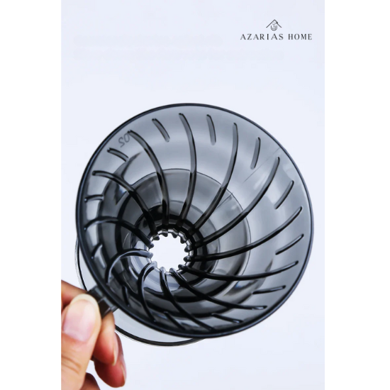 Coador de Café em Resina Preta – Estilo V60, Resistente ao Calor para 1 a 4 Xícaras
