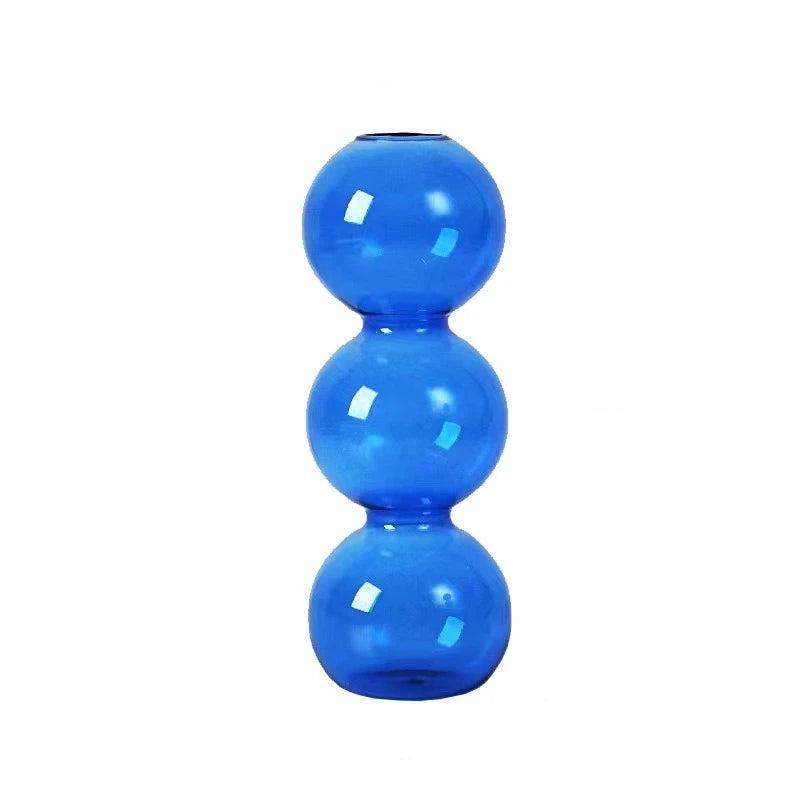 Vaso Escultural de Bolhas em Vidro Colorido – Design Nórdico para Flores Delicadas