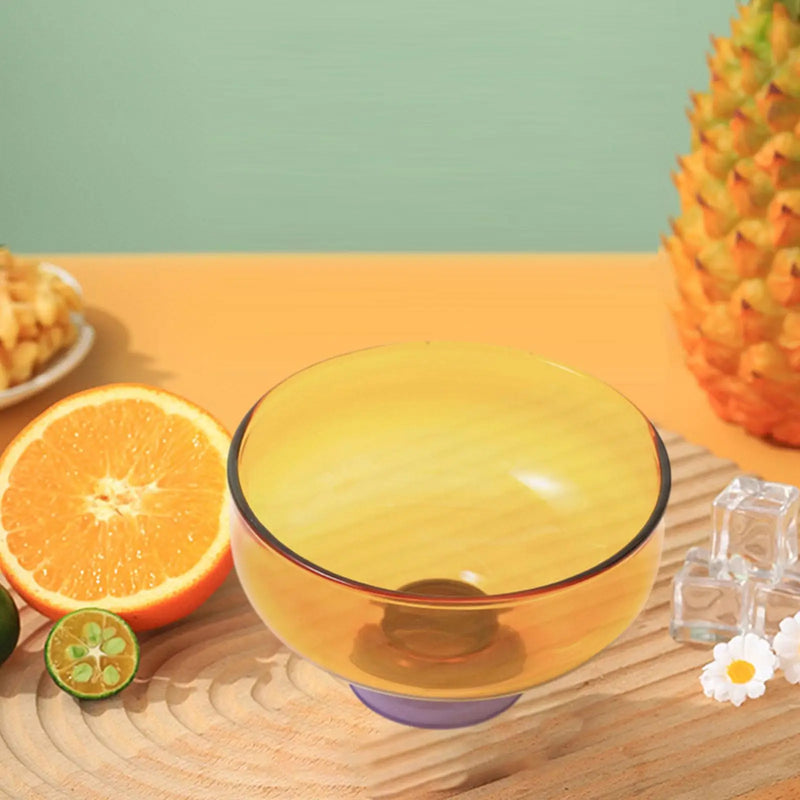Tigela de Vidro com Pé e Design Colorido – Elegância Criativa para Sobremesas e Petiscos