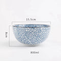 Tigela de Cerâmica Vitrificada – 15,5 cm, Estilo Japonês Texturizado