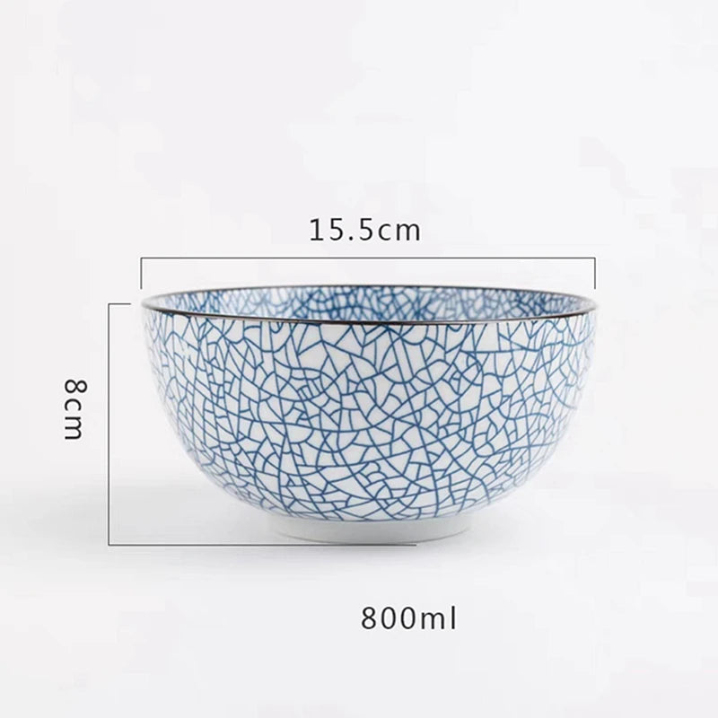 Tigela de Cerâmica Vitrificada – 15,5 cm, Estilo Japonês Texturizado
