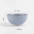 Tigela de Cerâmica Vitrificada – 15,5 cm, Estilo Japonês Texturizado
