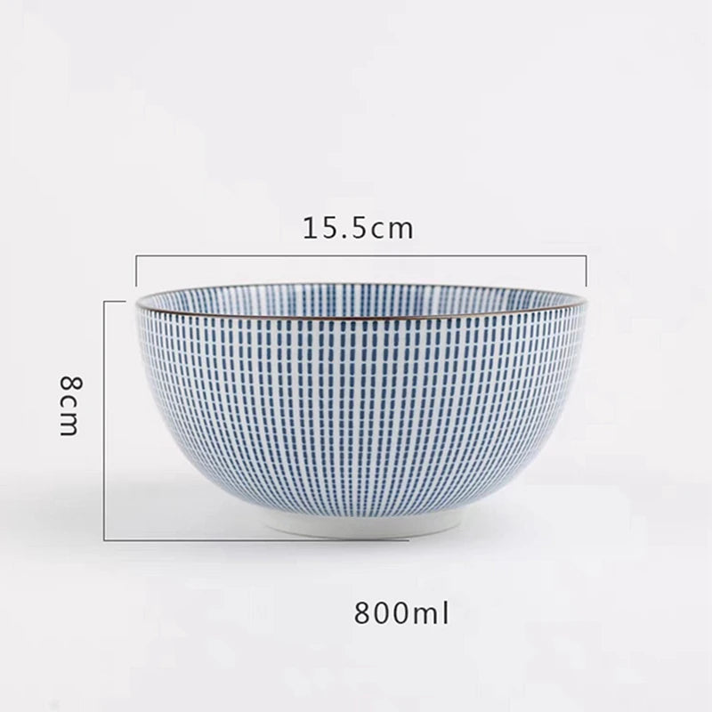 Tigela de Cerâmica Vitrificada – 15,5 cm, Estilo Japonês Texturizado