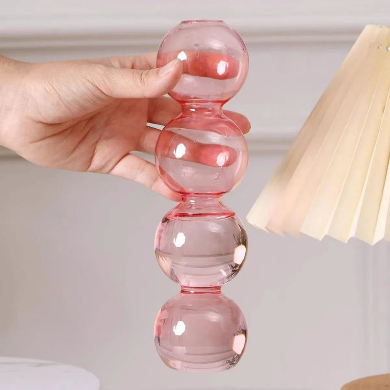 Vaso Escultural de Bolhas em Vidro Colorido – Design Nórdico para Flores Delicadas