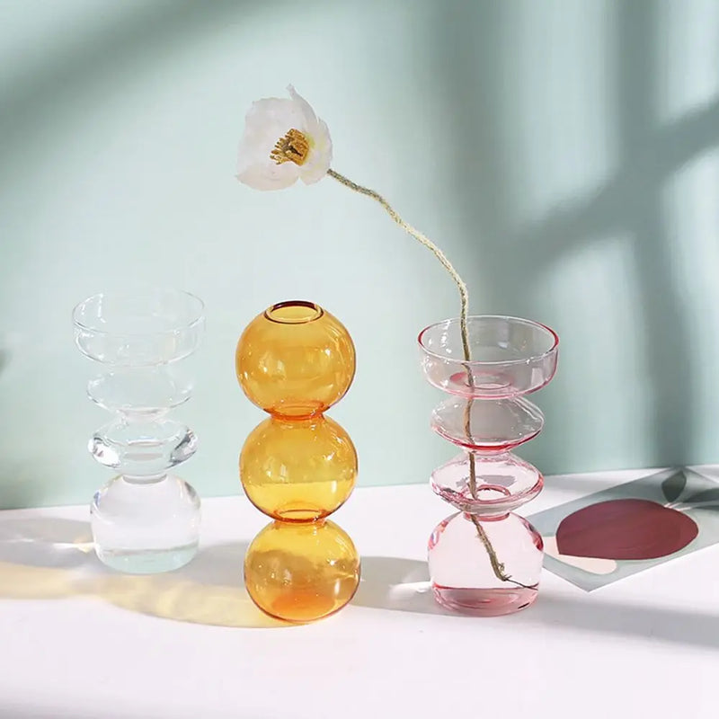 Vaso de Vidro Escultural – Design Nórdico Colorido para Flores Secas ou Arranjos Solo