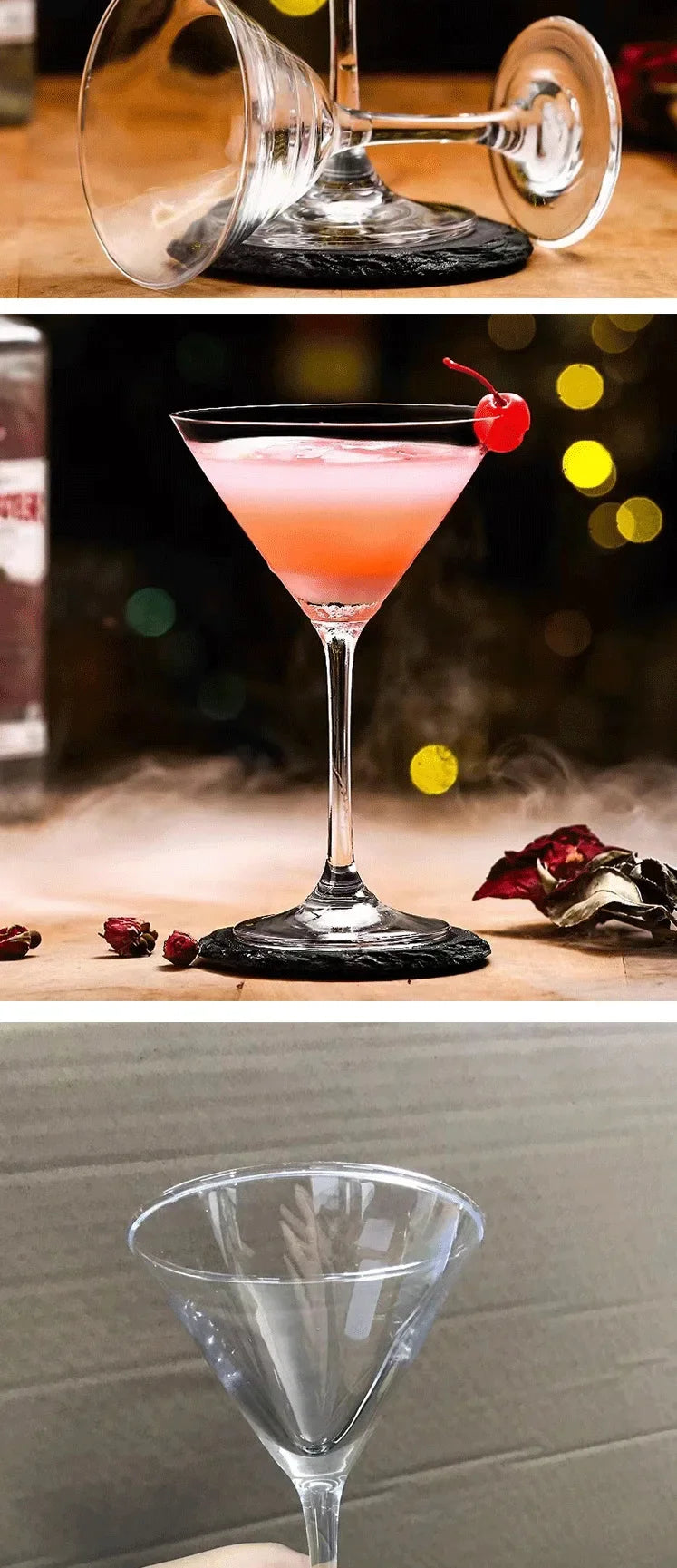 Taça de Martini em Vidro – Design Clássico Triangular para Coquetéis e Bar em Casa