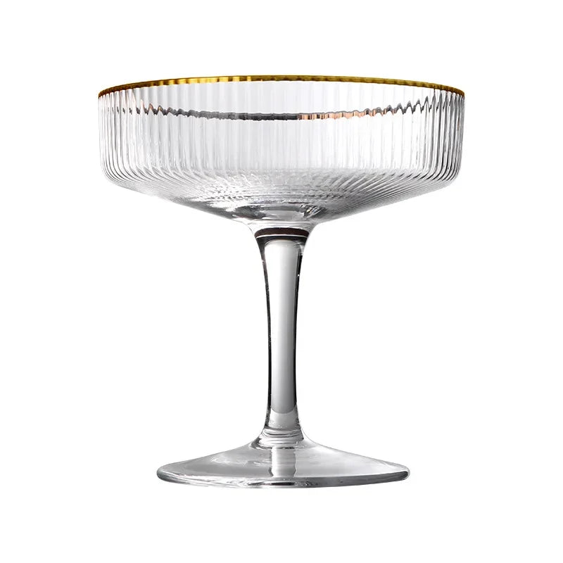 Taça Coupe de Vidro com Acabamento Canelado – Para Coquetéis, Sobremesas e Drinks Elegantes