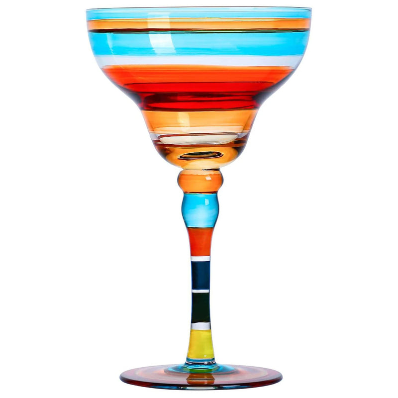 Taça Margarita Pintada à Mão – Cristal Colorido para Coquetéis Criativos e Decoração Festiva