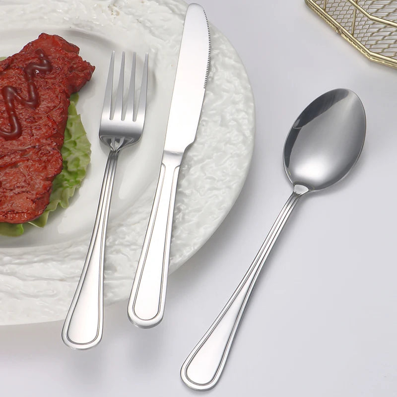 Conjunto de Talheres em Aço Inox 30 Peças – Design Minimalista para Mesa Posta Contemporânea
