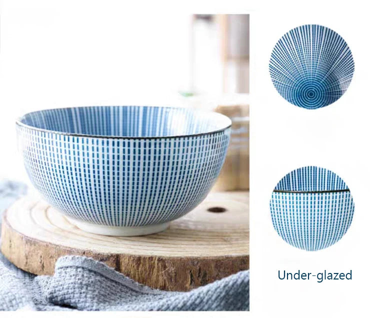 Tigela de Cerâmica Vitrificada – 15,5 cm, Estilo Japonês Texturizado