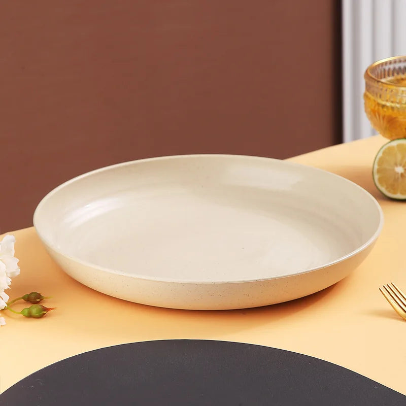 Prato Redondo de fibra vegetal – Inquebrável, Leve e Colorido para Saladas, Frutas ou Jantares