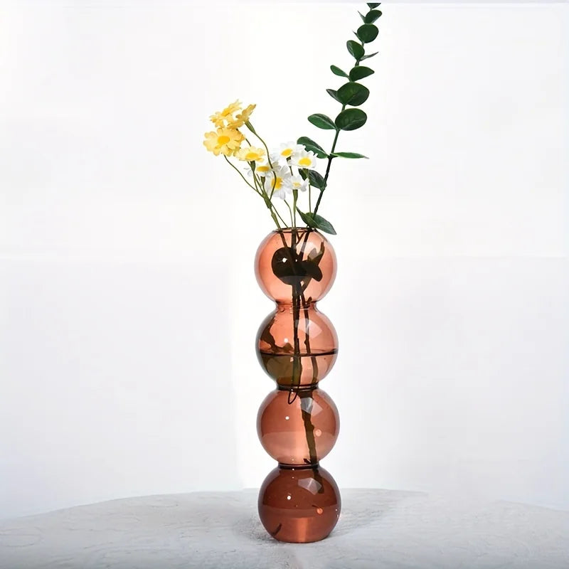 Vaso Escultural de Bolhas em Vidro Colorido – Design Nórdico para Flores Delicadas