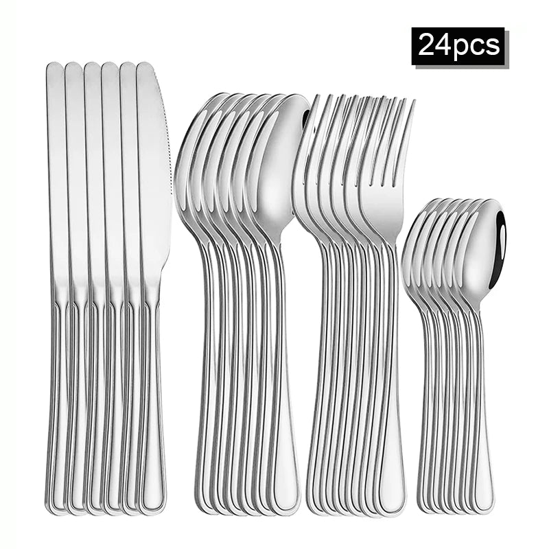 Conjunto de Talheres em Aço Inox 30 Peças – Design Minimalista para Mesa Posta Contemporânea