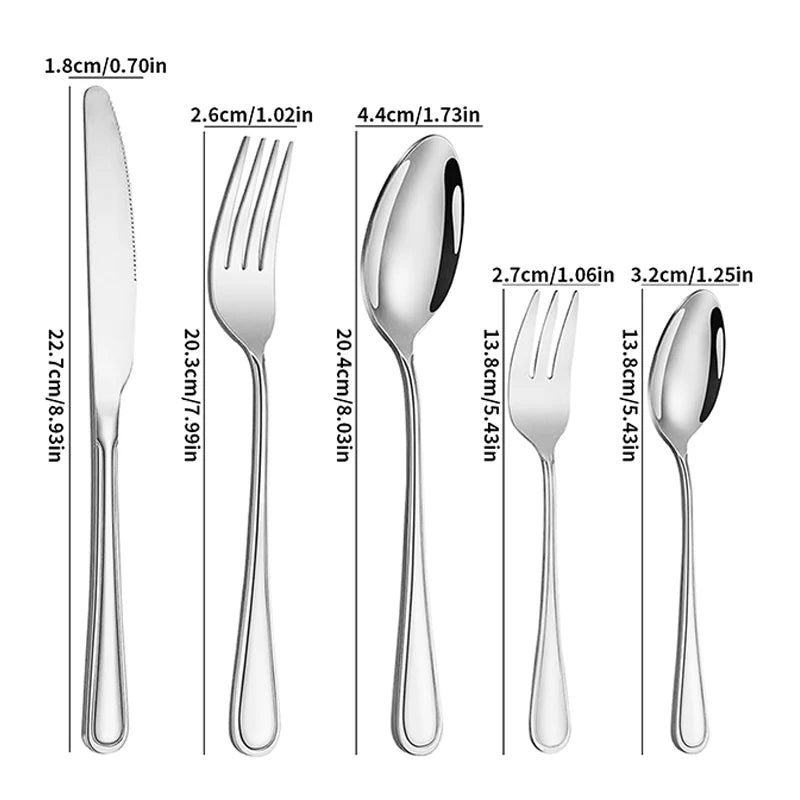 Conjunto de Talheres em Aço Inox 30 Peças – Design Minimalista para Mesa Posta Contemporânea