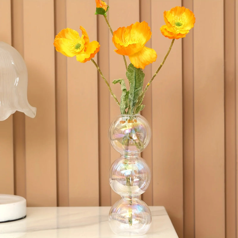 Vaso Escultural de Bolhas em Vidro Colorido – Design Nórdico para Flores Delicadas