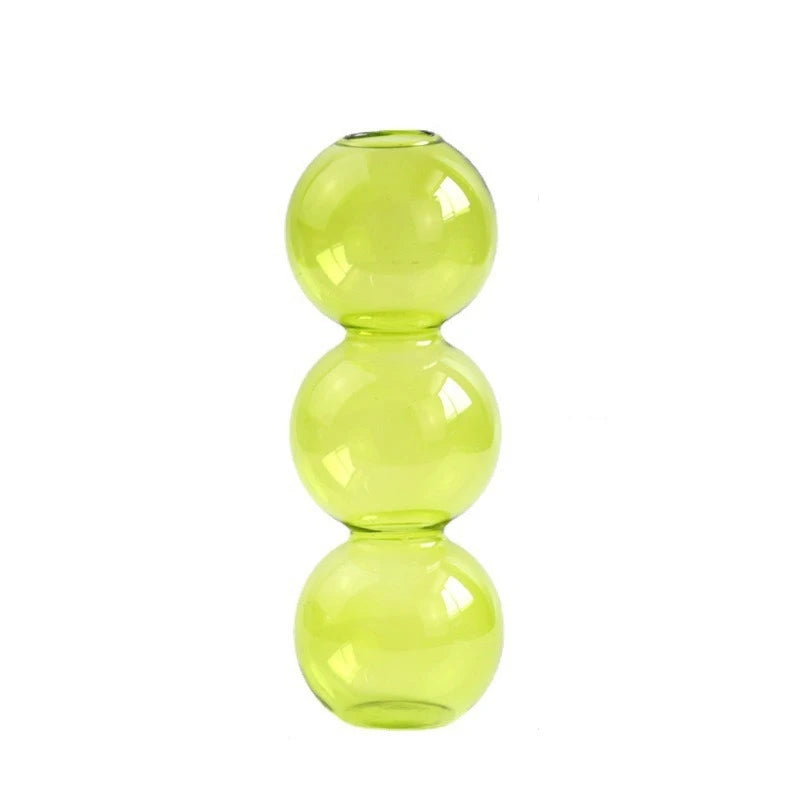 Vaso Escultural de Bolhas em Vidro Colorido – Design Nórdico para Flores Delicadas