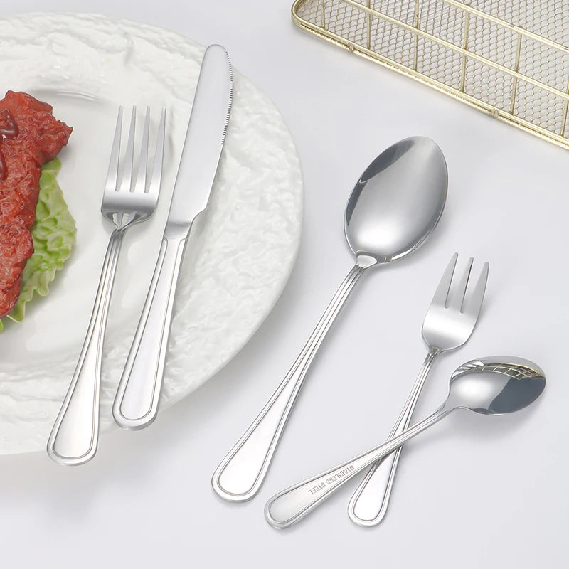 Conjunto de Talheres em Aço Inox 30 Peças – Design Minimalista para Mesa Posta Contemporânea