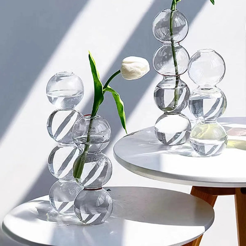 Vaso Escultural de Bolhas em Vidro Colorido – Design Nórdico para Flores Delicadas