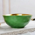 Tigela de Cerâmica Verde com Borda Dourada – 15cm, Acabamento Vitrificado e Design Elegante