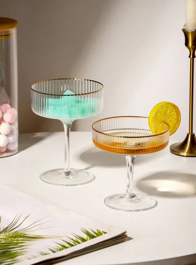 Taça Coupe de Vidro com Acabamento Canelado – Para Coquetéis, Sobremesas e Drinks Elegantes