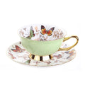 Xícara com Pires Jardineira em Porcelana Fina – Estampa de Borboletas Coloridas (220ml)