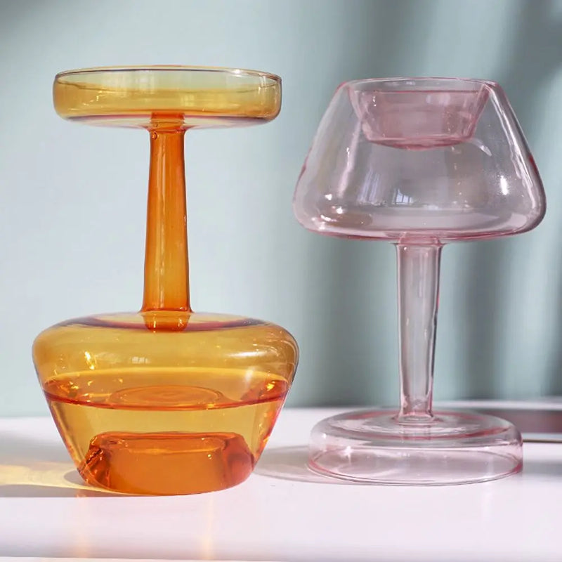 Vaso de Vidro Escultural – Design Nórdico Colorido para Flores Secas ou Arranjos Solo