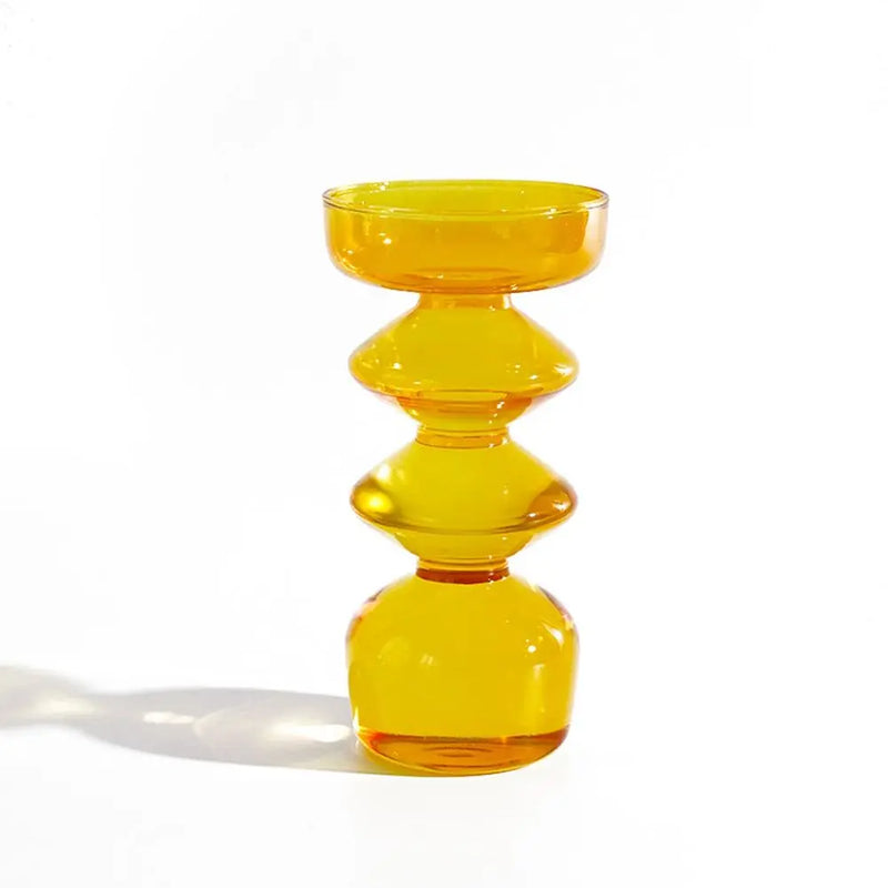 Vaso de Vidro Escultural – Design Nórdico Colorido para Flores Secas ou Arranjos Solo