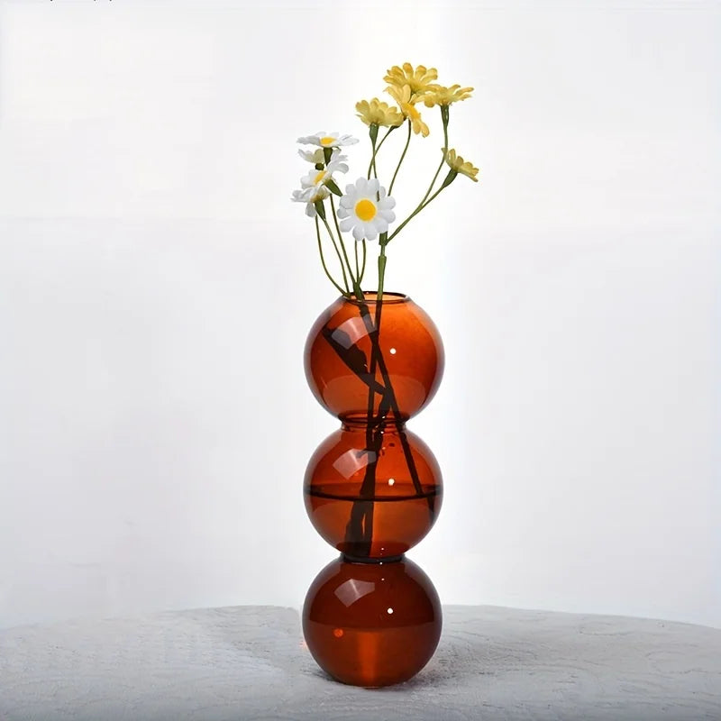 Vaso Escultural de Bolhas em Vidro Colorido – Design Nórdico para Flores Delicadas