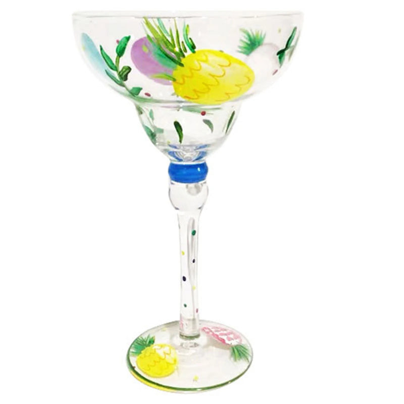 Taça Margarita Pintada à Mão – Cristal Colorido para Coquetéis Criativos e Decoração Festiva