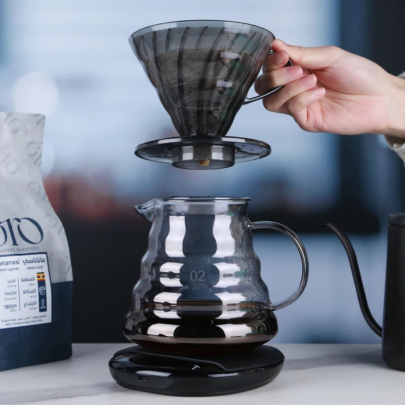 Coador de Café em Resina Preta – Estilo V60, Resistente ao Calor para 1 a 4 Xícaras
