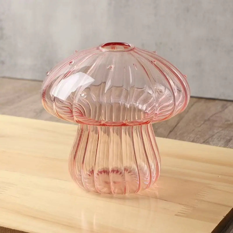 Vaso de Vidro em Formato de Cogumelo – Criativo, Transparente e Ideal para Flores ou Aromas