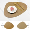 Tapete de mesa de almofada de isolamento de PU antiderrapante de dupla face, estilo nórdico imitação de couro de vaca padrão em forma de gota de água placemat