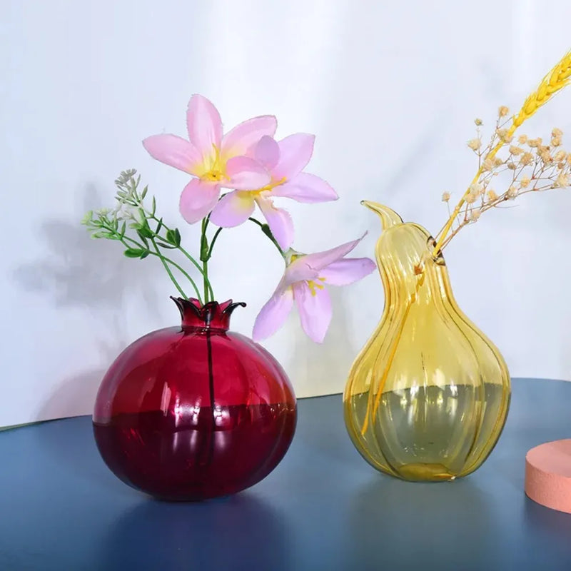 Vaso de Vidro em Formato de Frutas – Design Criativo com Cores em Geléia para Flores ou Decoração