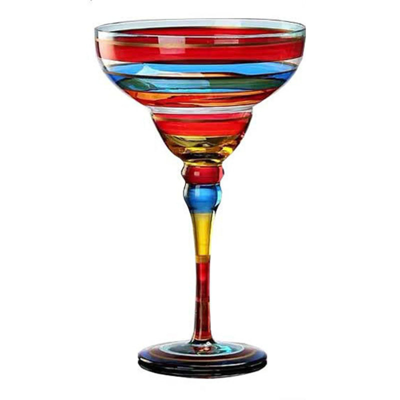 Taça Margarita Pintada à Mão – Cristal Colorido para Coquetéis Criativos e Decoração Festiva