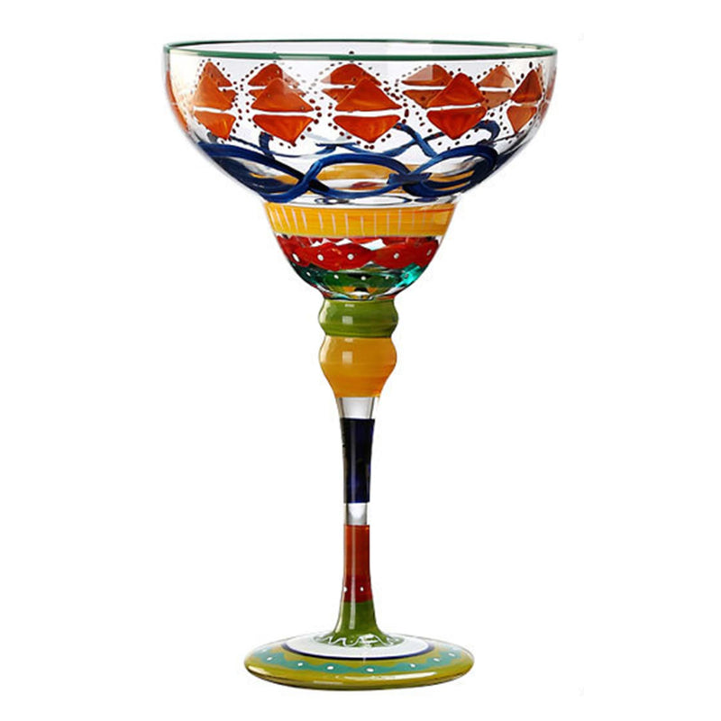 Taça Margarita Pintada à Mão – Cristal Colorido para Coquetéis Criativos e Decoração Festiva