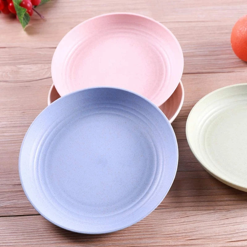 Prato Redondo de fibra vegetal – Inquebrável, Leve e Colorido para Saladas, Frutas ou Jantares